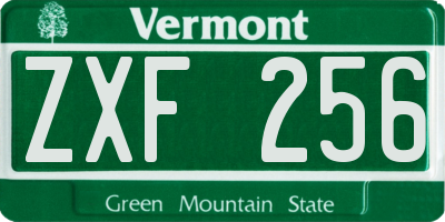 VT license plate ZXF256