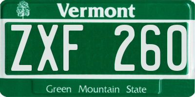 VT license plate ZXF260