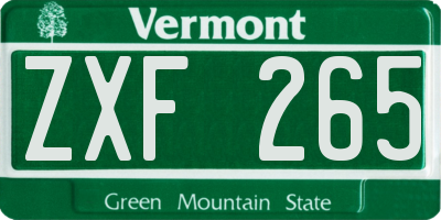 VT license plate ZXF265