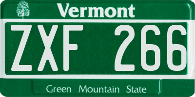 VT license plate ZXF266