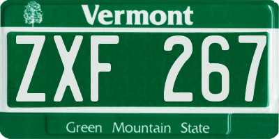 VT license plate ZXF267