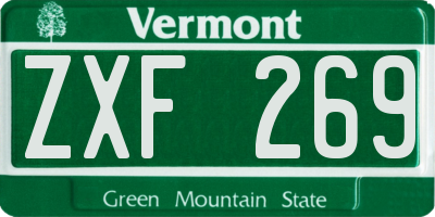 VT license plate ZXF269