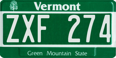 VT license plate ZXF274