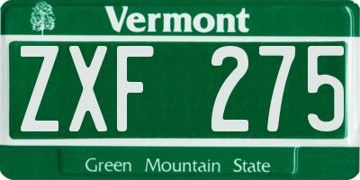 VT license plate ZXF275