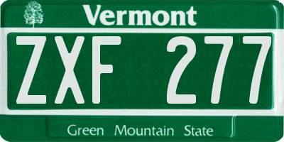 VT license plate ZXF277
