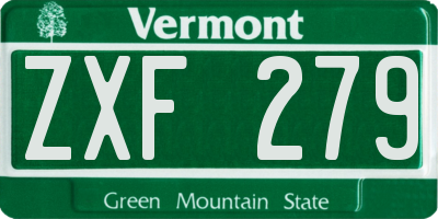VT license plate ZXF279