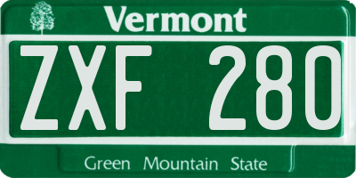 VT license plate ZXF280