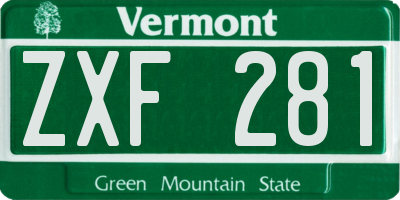 VT license plate ZXF281