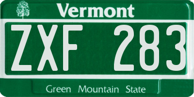 VT license plate ZXF283