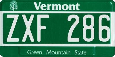 VT license plate ZXF286