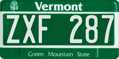 VT license plate ZXF287