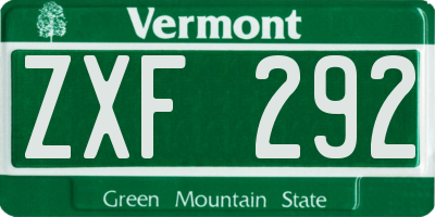 VT license plate ZXF292
