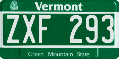 VT license plate ZXF293