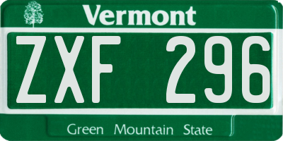 VT license plate ZXF296