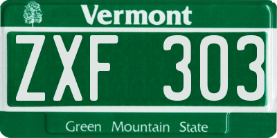 VT license plate ZXF303
