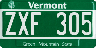 VT license plate ZXF305