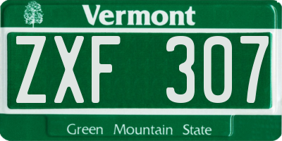 VT license plate ZXF307