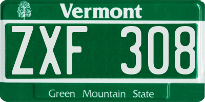 VT license plate ZXF308