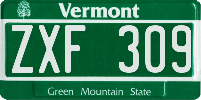 VT license plate ZXF309