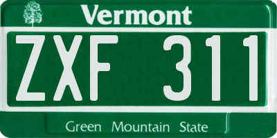 VT license plate ZXF311