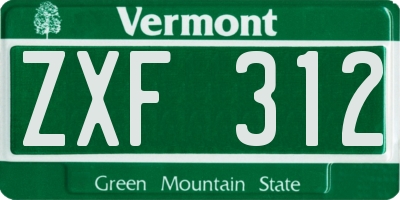 VT license plate ZXF312