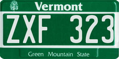VT license plate ZXF323