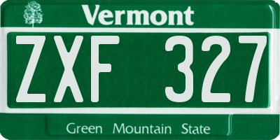 VT license plate ZXF327