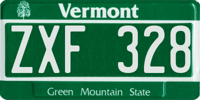 VT license plate ZXF328