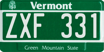 VT license plate ZXF331