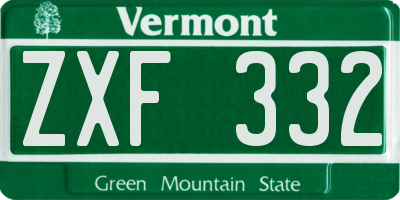 VT license plate ZXF332