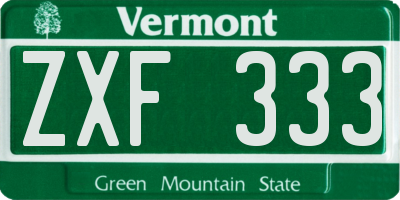 VT license plate ZXF333