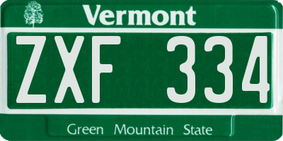 VT license plate ZXF334