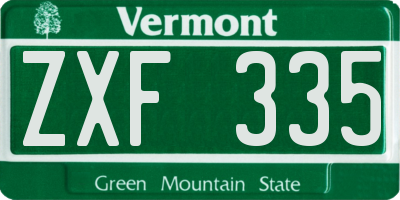 VT license plate ZXF335