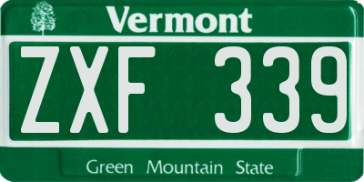 VT license plate ZXF339