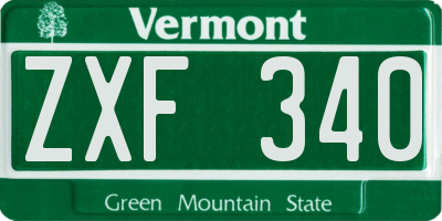 VT license plate ZXF340