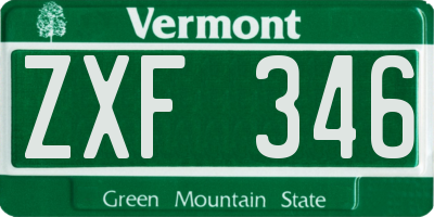 VT license plate ZXF346