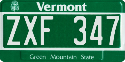 VT license plate ZXF347