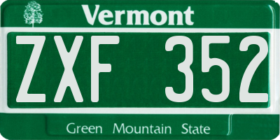 VT license plate ZXF352