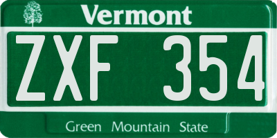 VT license plate ZXF354