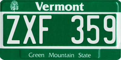 VT license plate ZXF359