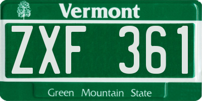 VT license plate ZXF361