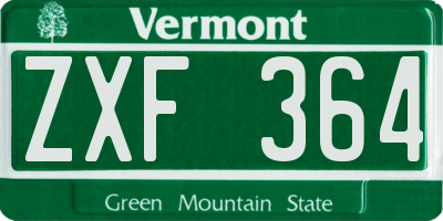 VT license plate ZXF364