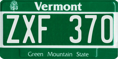 VT license plate ZXF370