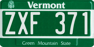 VT license plate ZXF371