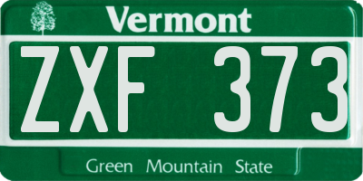 VT license plate ZXF373