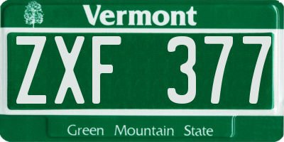 VT license plate ZXF377