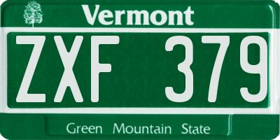 VT license plate ZXF379
