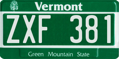 VT license plate ZXF381