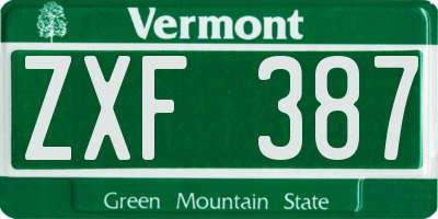 VT license plate ZXF387