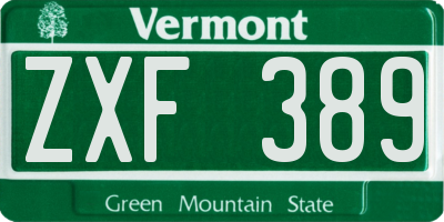 VT license plate ZXF389